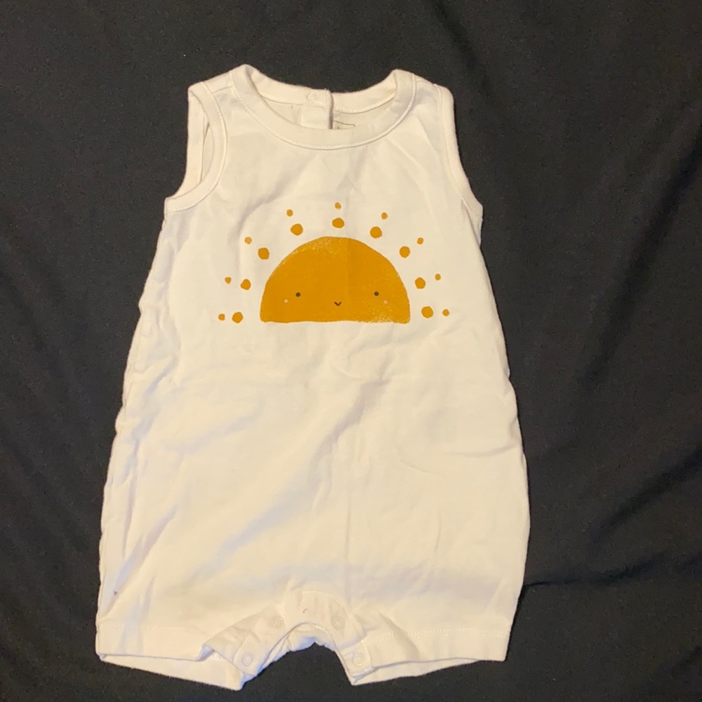Girls onesie- white with sunrise